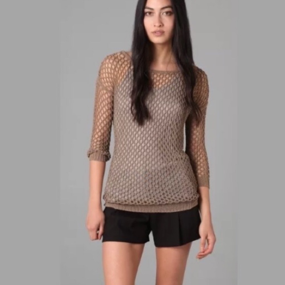 Theory Tarana Sphere crochet knit tunic to…